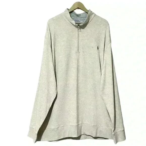 Polo Ralph Lauren Quarter Zip Pullover 3XLT Heather Gray Classic Luxury NWT - Picture 1 of 9